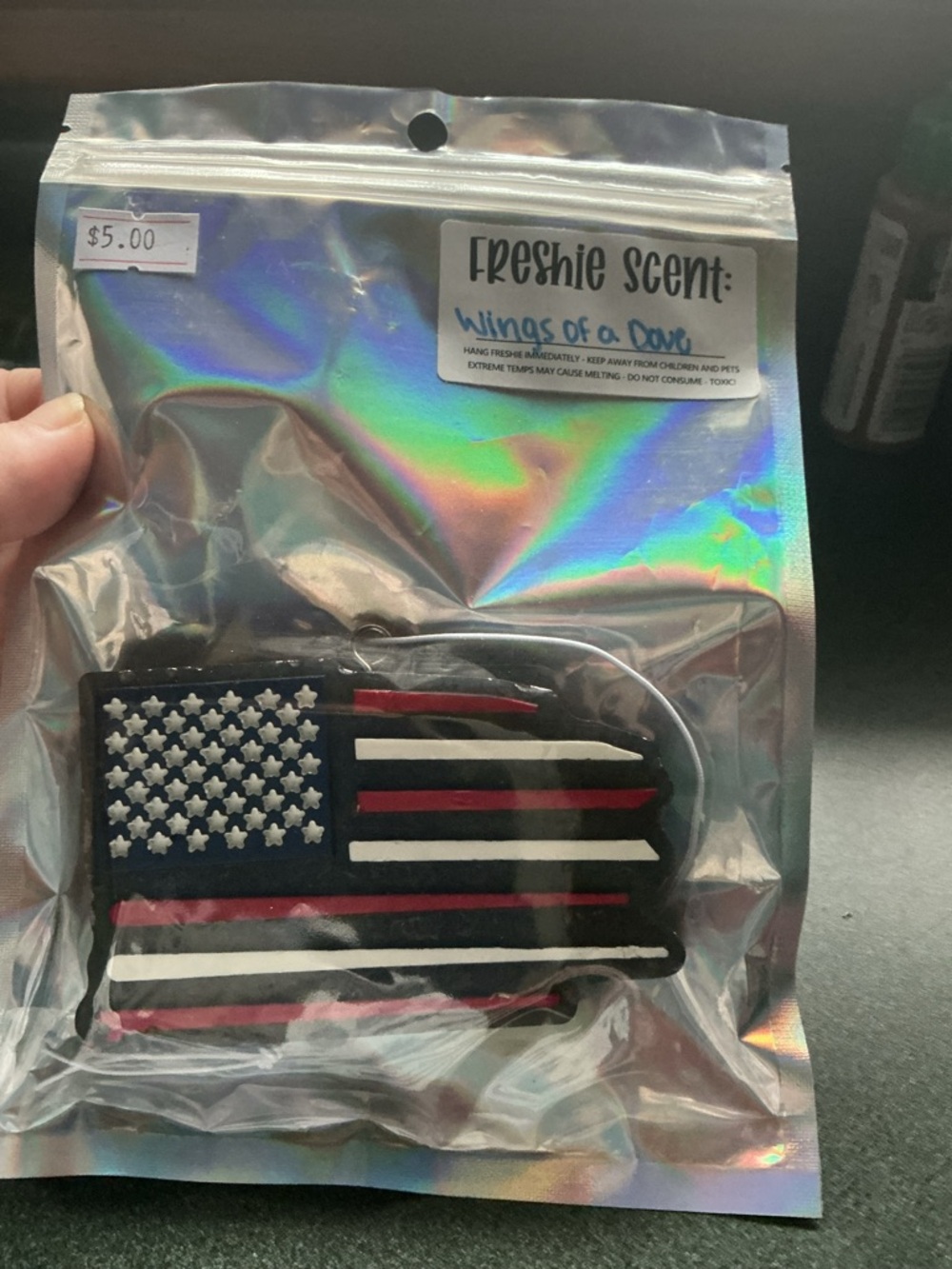 Distressed American Flag Car Freshie— Wings of a Dove